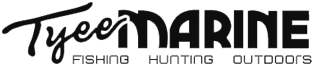 Tyee Marine logo with stylized text. Below the logo, the words "Fishing," "Hunting," and "Outdoors" are written in uppercase letters.
