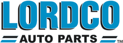 Logo for Lordco Auto Parts, featuring the word "LORDCO" in large blue block letters above "AUTO PARTS" in smaller black letters with blue accents.